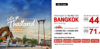 Thai Lion Air khuyến mãi giá vé chỉ từ 44 USD đi Bangkok